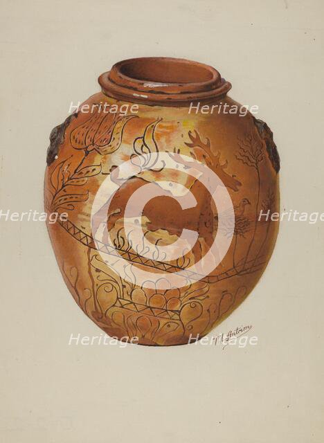 Pa. German Jar, c. 1937. Creator: William L. Antrim.