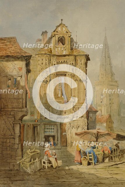 Marketplace at Bruges, early 19th century. Creator: Samuel Prout.