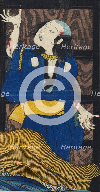 Woodblock print - scene from  the play Yotsu-ya kaidan (The story of Oiwa and Tamiya Iemon). Artist: Utagawa Kuniyoshi.