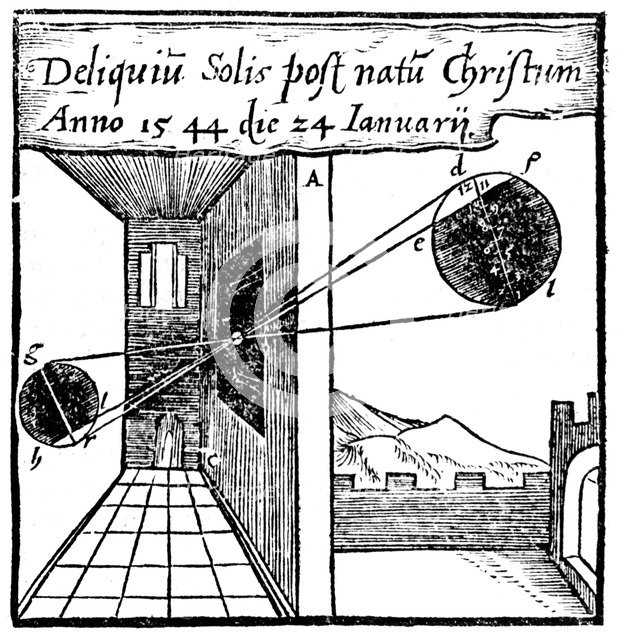 Camera obscura, 1561. Artist: Unknown