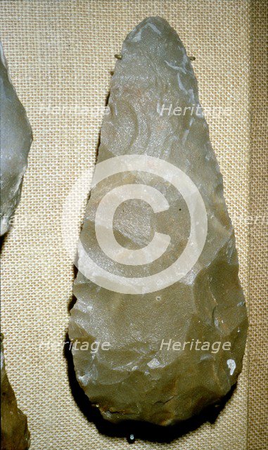 Paleolithic Flint Handaxe from Chelles, 500,000 to 100,000 BC. Artist: Unknown.