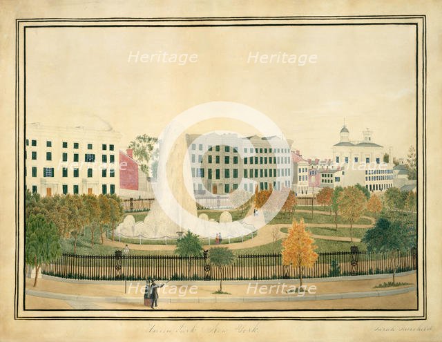 Union Park, New York, ca. 1845. Creator: Sarah Fairchild.