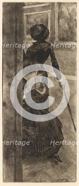 Au Louvre: la peinture (Mary Cassatt), ca 1879. Creator: Degas, Edgar (1834-1917).