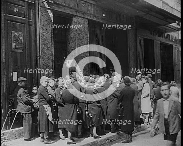 French Civilians Queueing for Food, 1940. Creator: British Pathe Ltd.