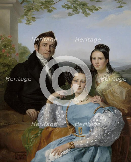 Portrait of Théodore Joseph Jonet and his two daughters, 1832. Creator: Navez, François-Joseph (1787-1869).