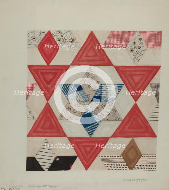 Shaker Quilt Pattern, 1941. Creator: Ralph N. Morgan.