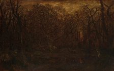 The Forest in Winter at Sunset, ca. 1846-67. Creator: Theodore Rousseau.