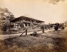Singapore: a large bungalow for British officers with tropical plants in the garden, 1880. Creator: John Edmund Taylor.