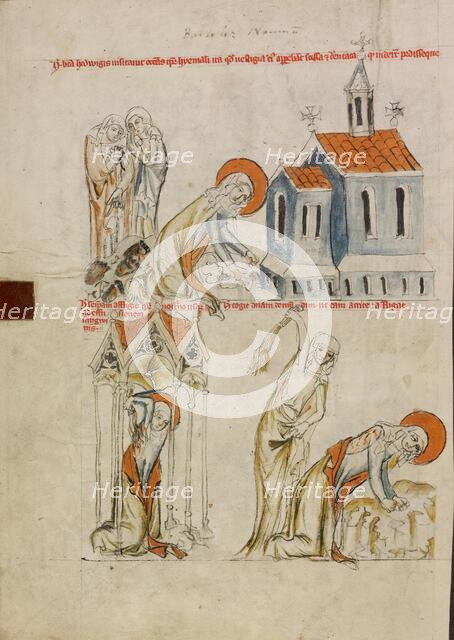 Saint Hedwig Leaving Bloody Footprints in the Snow: The Self-Flagellation of Saint Hedwig, 1353. Creator: Unknown.