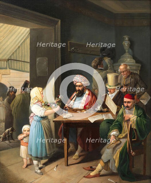 Greeks and Turks in a Viennese coffee house, 1824. Creator: Weller, Theodor Leopold (1802-1880).