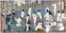 Bath house scene, a print by Toyohara Kunichika, 19th century. Artist: Toyohara Kunichika