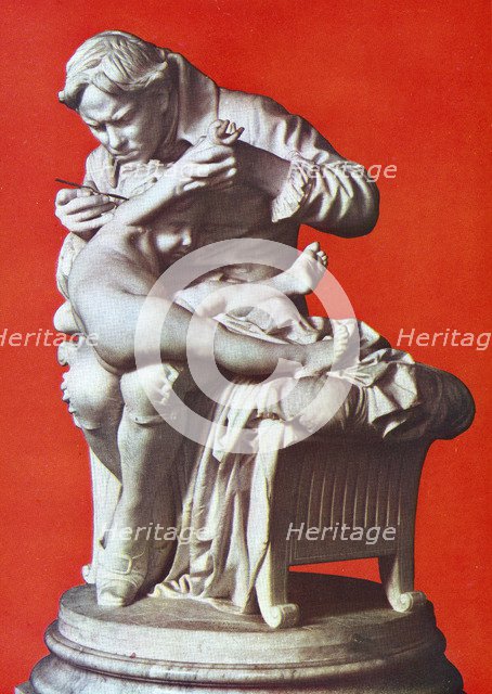 Edward Jenner, English physician, vaccinating his son, c1796 (c1900).  Artist: Giulio Monteverde