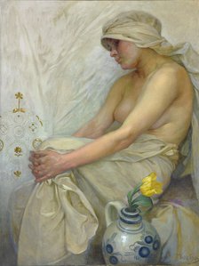 Sitting girl, c. 1914. Artist: Mucha, Alfons Marie (1860-1939)