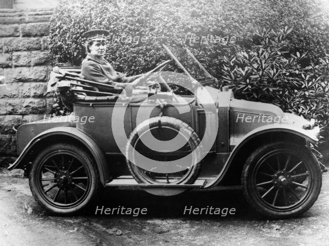 Woman in a 1911 convertible Renault AX, c1911. Artist: Unknown