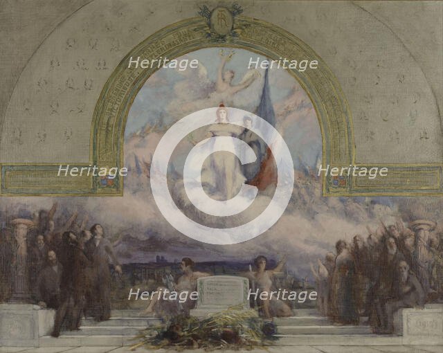 Sketch for (town hall?), rue Paul-Bert...Allegory to the dead of the First World War, c.1921. Creator: Julien Louis Tavernier.