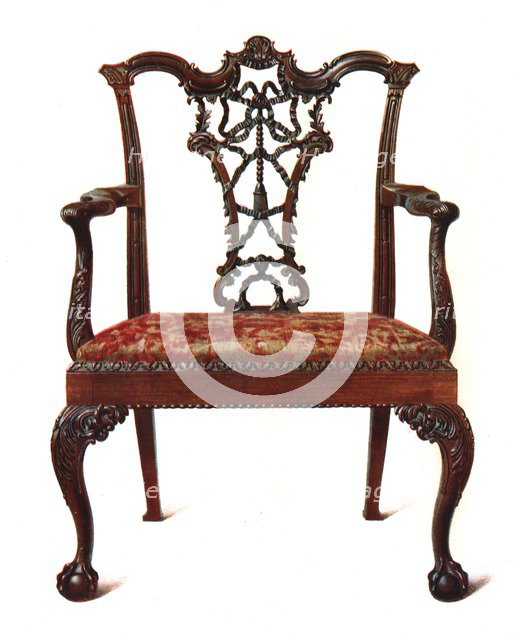 Mahogany ribbon back chair, 1906. Artist: Shirley Slocombe.