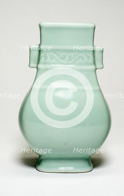 Vase in the Shape of an Archaic Bronze Vessel, Qing dynasty, Qianlong reign mark, 18th/19th century. Creator: Unknown.