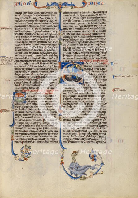 Initial E: Jonah ; Abbey Bible, about 1250-1262. Creator: Unknown.