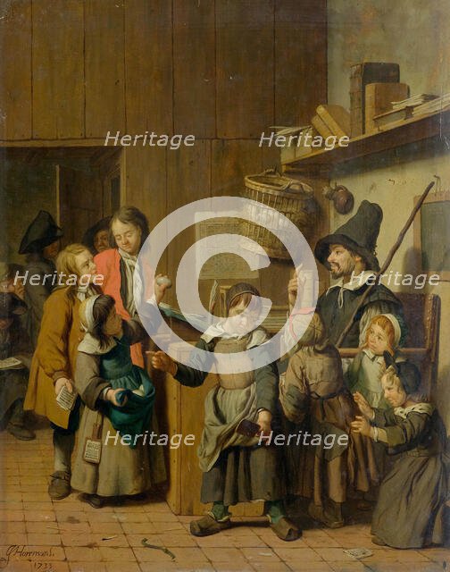 Teacher and school children in the classroom, 1733. Creator: Horemans, Jan Josef, the Younger (1714-1790).