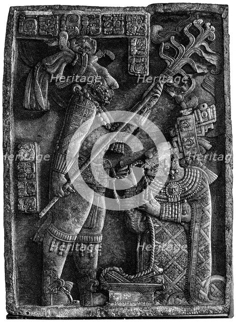 A victim before the Maya god Kukulkan, 1901. Artist: Unknown