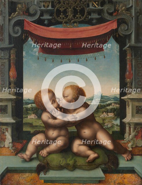The Infants Christ and Saint John the Baptist Embracing, 1520/25. Creators: Joos van Cleve, Workshop of Joos van Cleve.