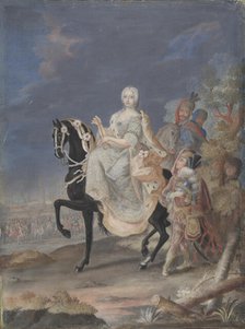 Portrait of a Russian Empress on horseback, 18th century. Creator: Anon.
