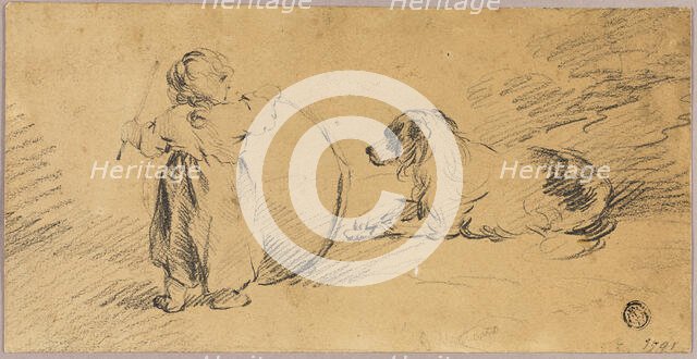 Child Playing with Hoop and Dog, 1791. Creator: George Morland.