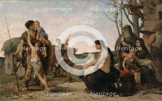 Sketch for the salle des mariages (wedding hall) of the town hall...Family, 1880.  Creator: Moreau De Tours.