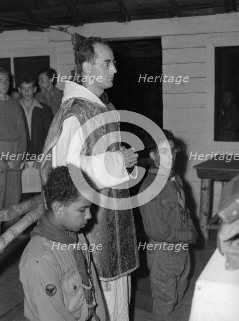 Mass for the Boy Scouts at Camp Brooklyn, Tusten, New York, 1943. Creator: Gordon Parks.
