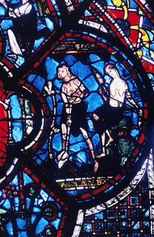 Adam and Eve, stained glass, Chartres Cathedral, France, 1205-1215. Artist: Unknown