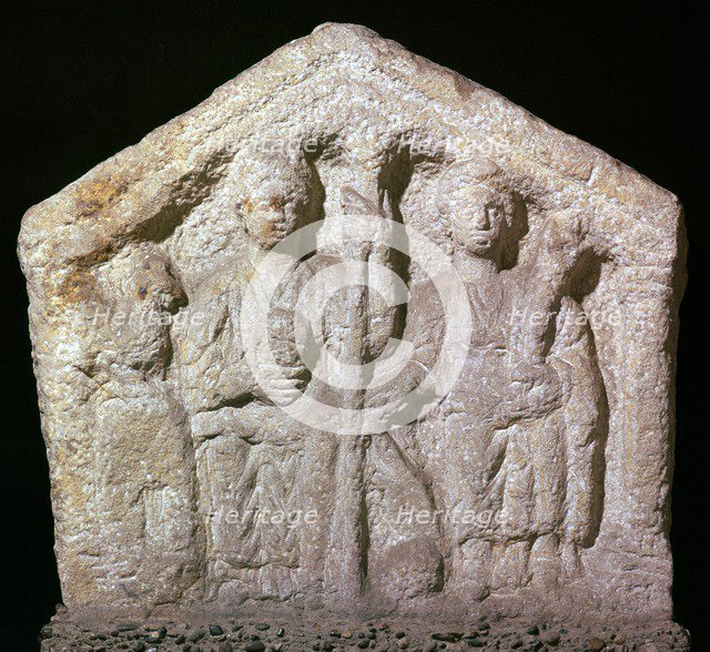 Stone relief showing Romano-British goddesses, c.2nd century. Artist: Unknown