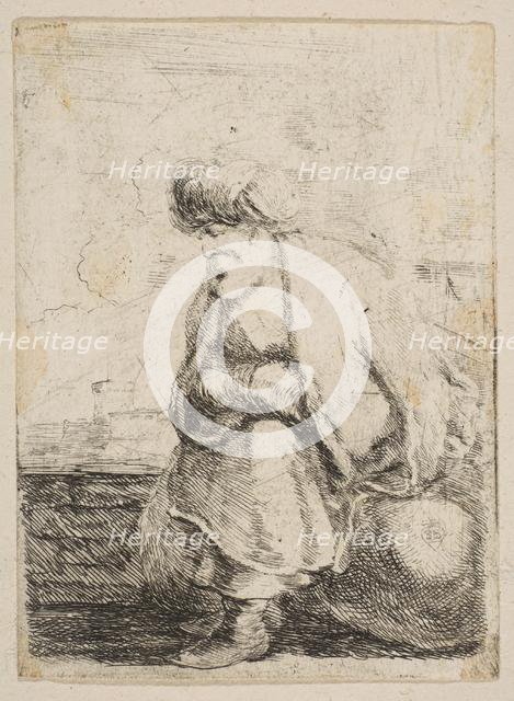 An Old Turk Seated on a Stone, ca. 1662. Creator: Stefano della Bella.