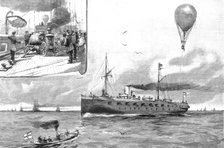''The German Naval Manoeuvers, Experimenting with a Balloon from the Gunnery Training Ship "Mars" at Creator: Unknown.