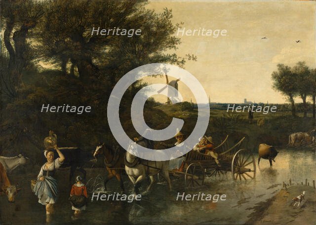 Crossing the Ford, between 1665 and 1672. Creator: Jan Siberechts.