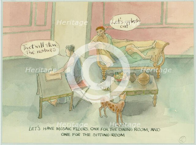 Two characters in their newly built villa, 2003. Creator: Judith Dobie.