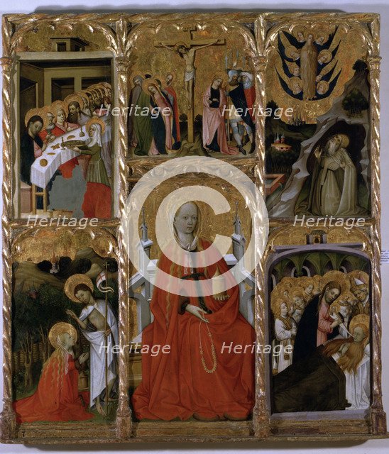  'Altarpiece of Santa Maria Magdalena', colored painting in tempera on wood, representing various…