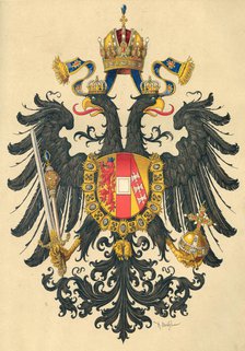 Small coat of arms of the Empire of Austria, 1890. Creator: Ströhl, Hugo Gerard (1851-1919).