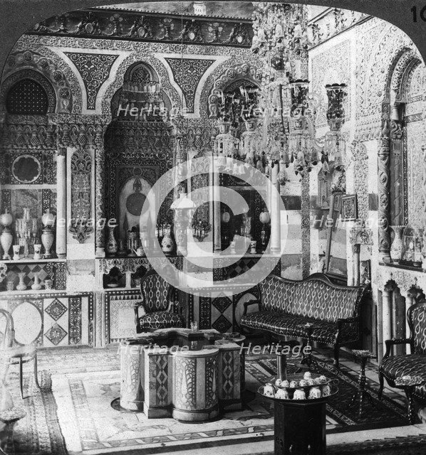 The reception room of a Pasha, Damascus, Syria, 1905.Artist: Underwood & Underwood