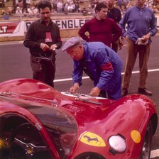 The Ferrari pit, Le Mans, France, 1965. Artist: Unknown