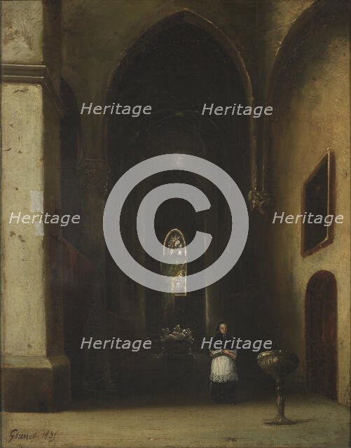 Priest in a church, 1835. Creator: Unknown.