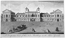 The parade at Horse Guards, Westminster, London, 1752.                                      Artist: Anon