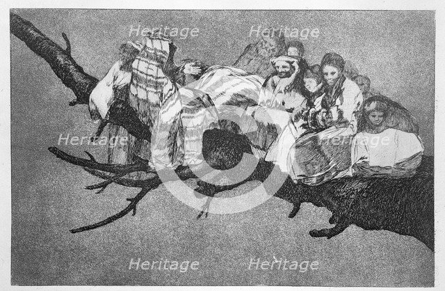 The Proverbs or The Follies, series of etchings by Francisco de Goya, plate 3: 'Extraña locura' (…