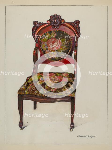 Victorian Upholstered Chair, c. 1937. Creator: Florence Truelson.