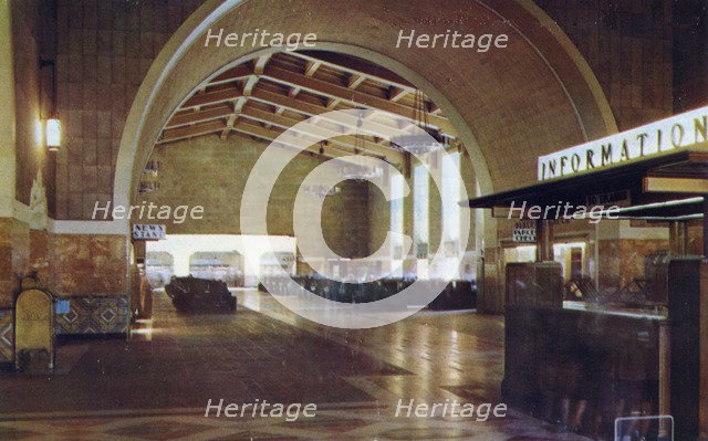 Waiting room, Union Station, Los Angeles, California, USA, 1953. Artist: Unknown