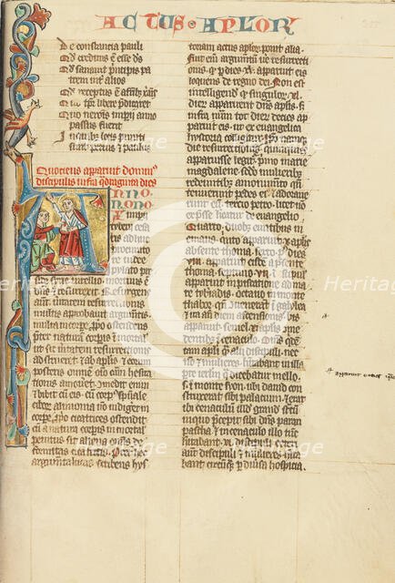 Initial A: Doubting Thomas; Historia Scholastica, about 1300. Creator: Unknown.