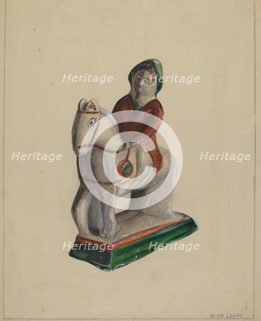 Pa. German Chalkware Woman on Horse, c. 1936. Creator: Mina Lowry.