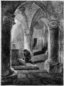 King Richard I (1157-1199) kneeling before the shrine of St Januarius. Artist: Unknown