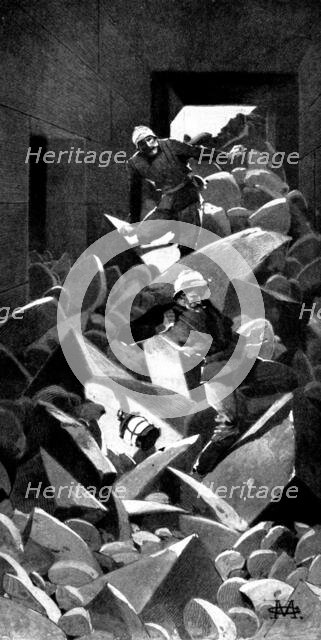 Watched by the Moonlight: I had got nearly to the bottom, when a stone...gave way..., 1898. Creator: Unknown.