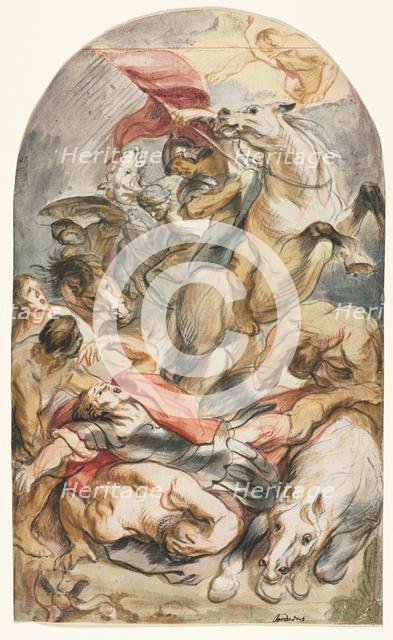 The Conversion of Saul with Horseman and Banner, c. 1645-1647. Creator: Jacob Jordaens (Flemish, 1593-1678).