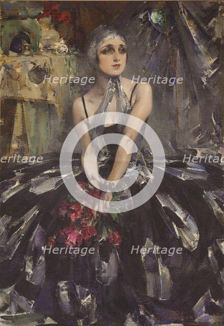 Portrait of the ballet dancer Vera Fokina (1886-1958), 1927. Creator: Nikolay Feshin.